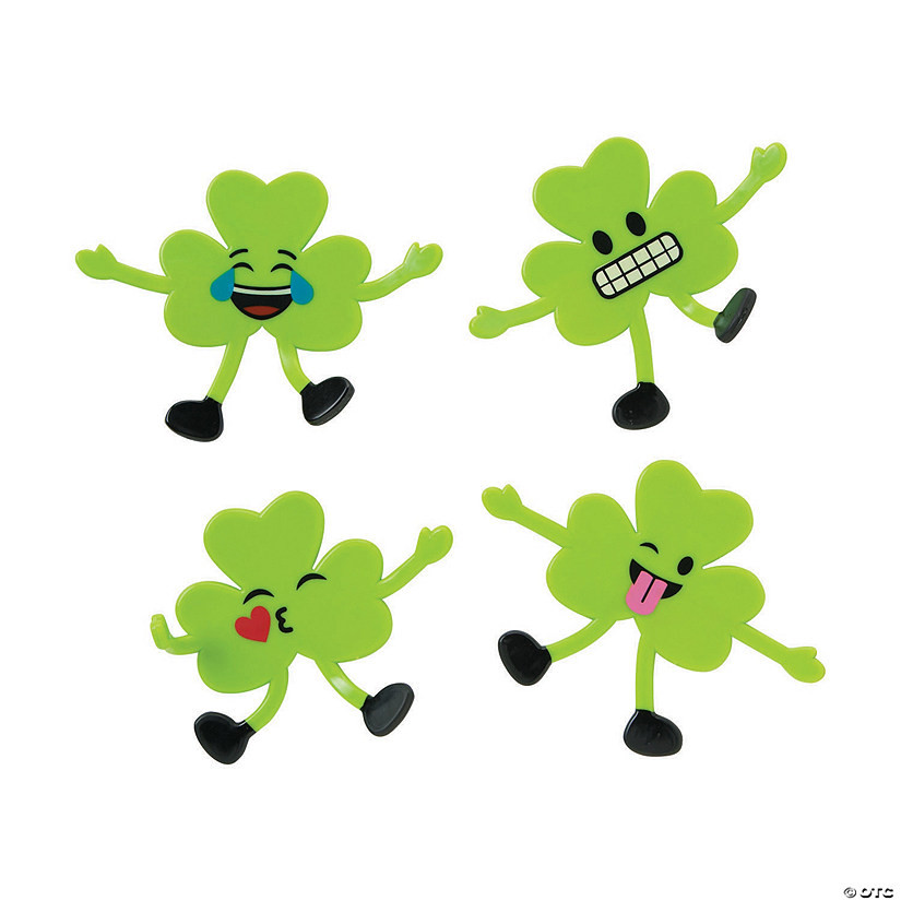 Fun St. Patrick’s Day Emoji Shamrock Bendables - 24 Pc. | Oriental Trading Company