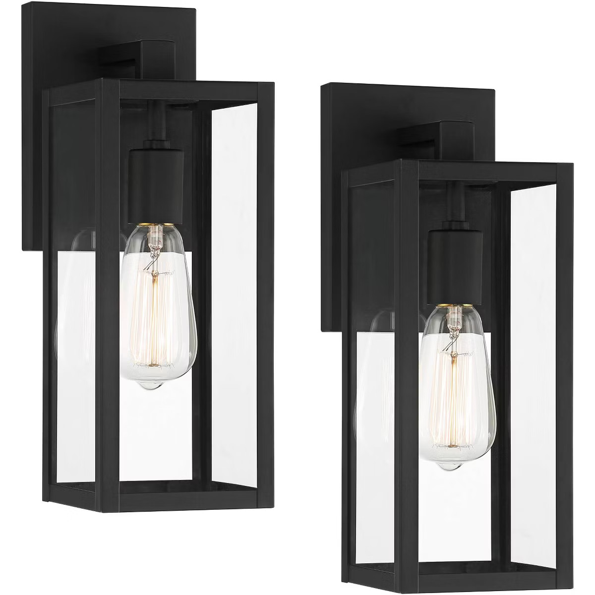 John Timberland Titan Modern Outdoor Wall Light Fixtures Set of 2 Mystic Black 14 1/4" Clear Glas... | Target