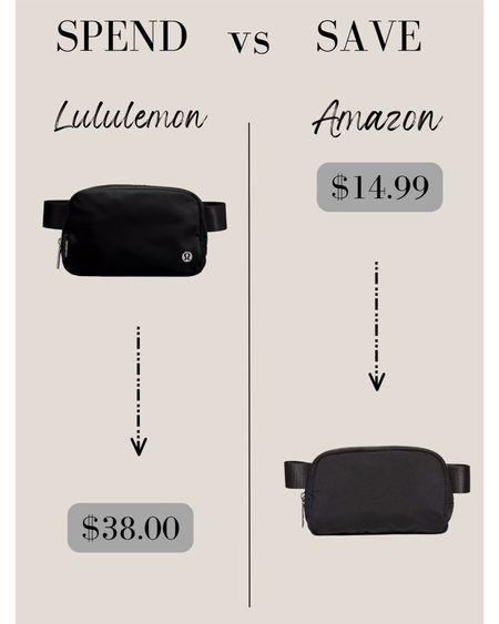 Spend vs. Save: Lululemon Everywhere belt bag dupe on Amazon! Lots of color options as well!

crossbody bags, lululemon dupes, casual fashion, essentials, basics, fanny pack, belt bag 

#LTKunder50 #LTKstyletip #LTKFind