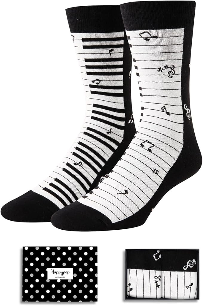 HAPPYPOP Music Note Gifts for Men - Novelty Guitar Piano Socks, Drum Gifts for Music Lovers | Amazon (US)