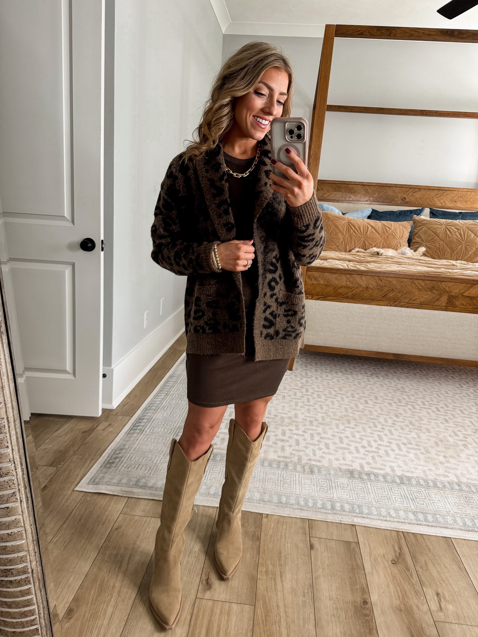 🤎 Walmart Fashion Find 🤎
This elevated fall look is head-to-toe Walmart and so affordable! The $10 ribbed dress is a closet staple — flattering, comfy, and perfect on its own or layered. I topped it with this $19 leopard cardigan for a cozy yet polished touch that looks way more expensive than it is!

🍂 Add neutral boots and gold accessories for an easy, chic outfit you can wear from weekday errands to date night.

🛍️ Shop the look: #WalmartFashion #WalmartFinds #WalmartStyle #AffordableFashion #WalmartOutfit #FallOutfitIdeas #LeopardCardigan #RibbedDress #LayeredLook #ElevatedStyle #LTKunder50 #LTKfallfashion #LTKfinds #LTKstyle