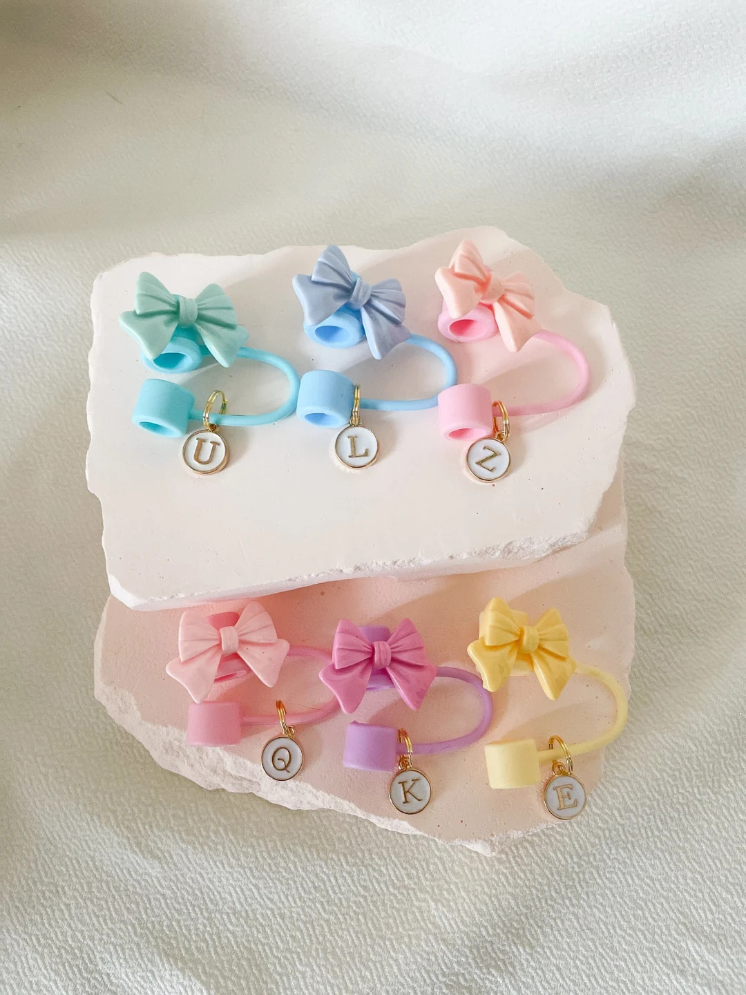 40 Oz Quencher Cup Accessory Straw Charm Simple Modern Bow Charm Straw Cap Topper for Straw Toppe... | Etsy (US)