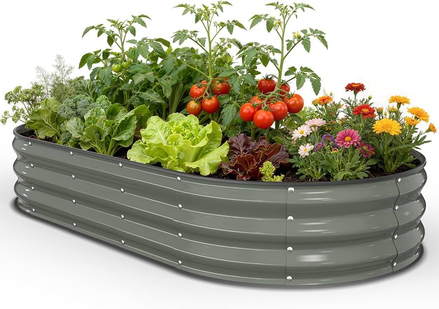 Pattiumo Galvanized Raised Garden Bed 6x3x1 FT, Oval Metal Raised Garden Bed Outdoor Planter Box ... | Amazon (US)