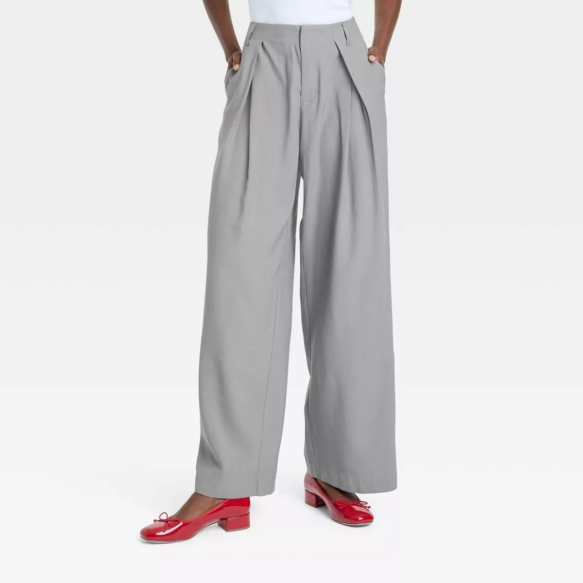 Women's High-Rise Wide Leg Pleated Front Trousers - A New Day™ | Target