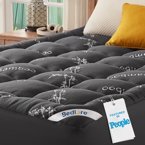 BEDLORE RV Queen Mattress Topper Viscose Derived from Bamboo,Pillow Top Mattress Pad with Stretchable Pockets for 6"-15" Mattress, Soft Breathable Mattress Topper for Back Pain Relief(Dark Gray) | Amazon (US)