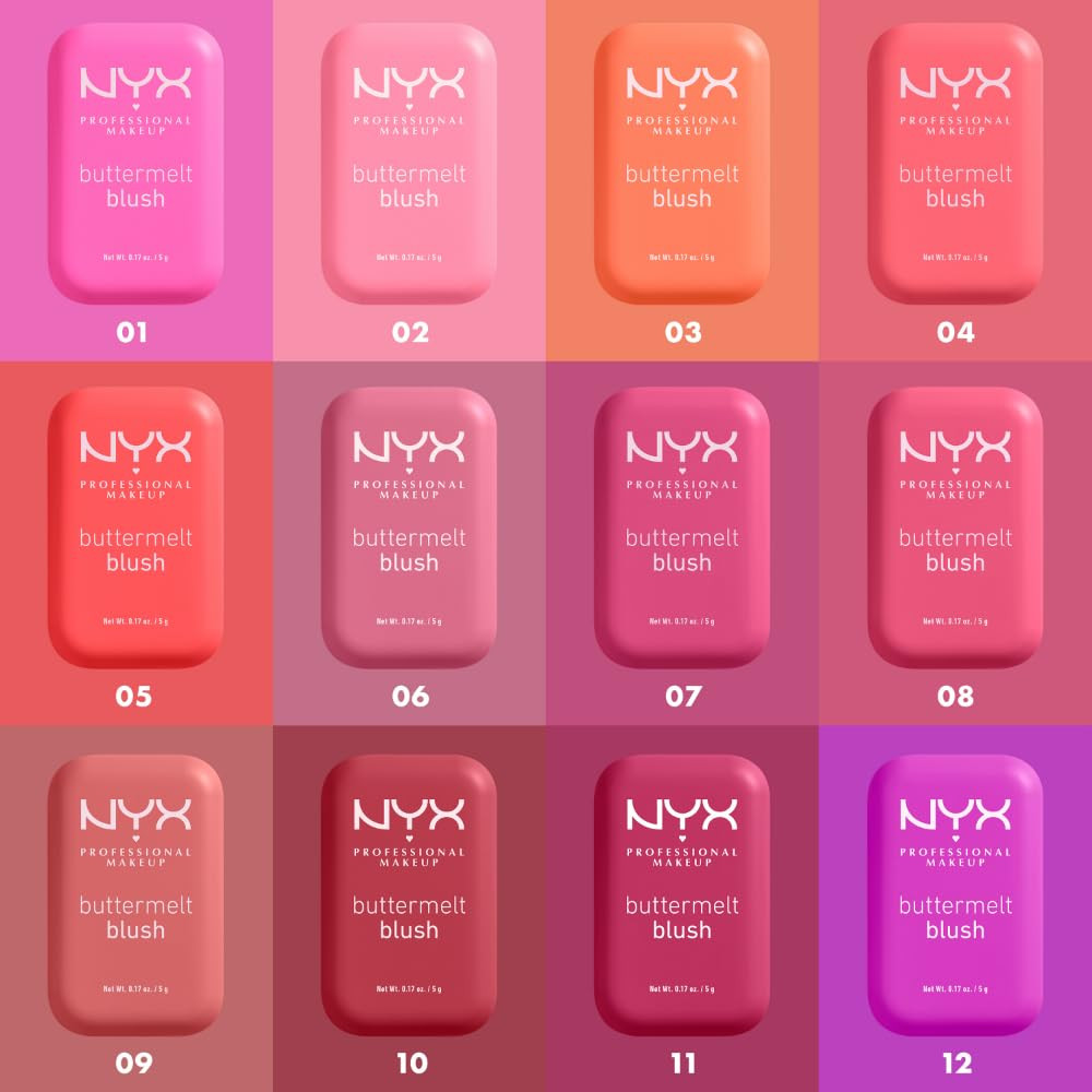 NYX PROFESSIONAL MAKEUP Buttermelt Powder Blush, Fade and Transfer-Resistant Blush, Up to 12HR Ma... | Amazon (US)