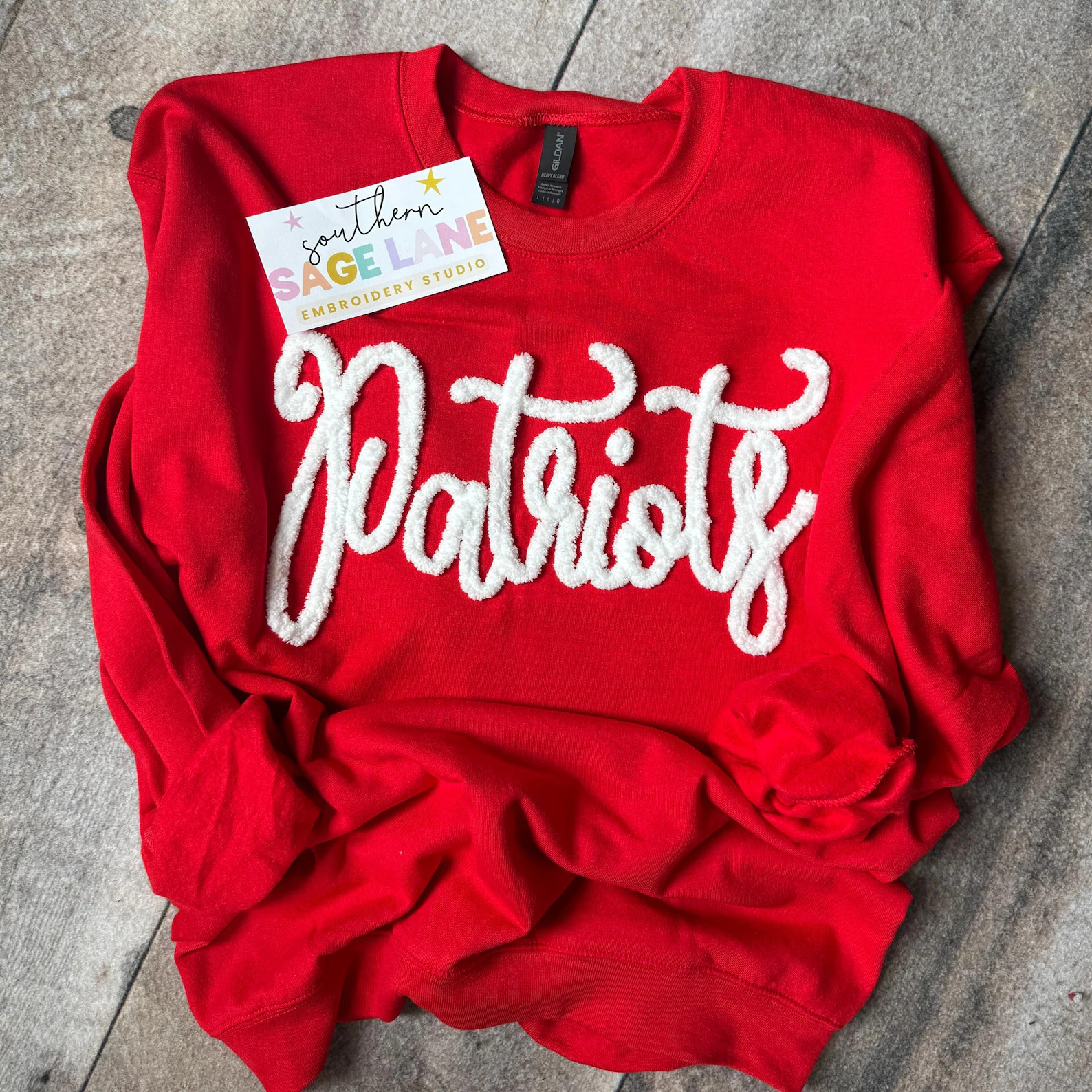 Patriots Sweatshirt, Embroidered Chenille Yarn Sweatshirt, Patriots Yarn Embroidered Sweatshirt, ... | Etsy (US)