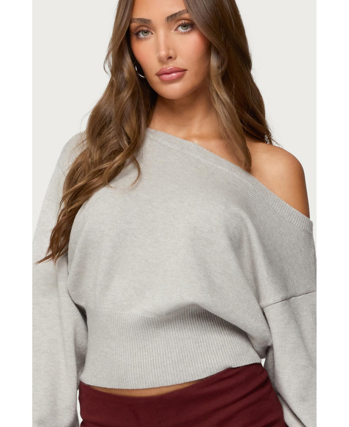 Edikted Women's Ravenna Off Shoulder Sweater - Light-gray-melange | Macy's
