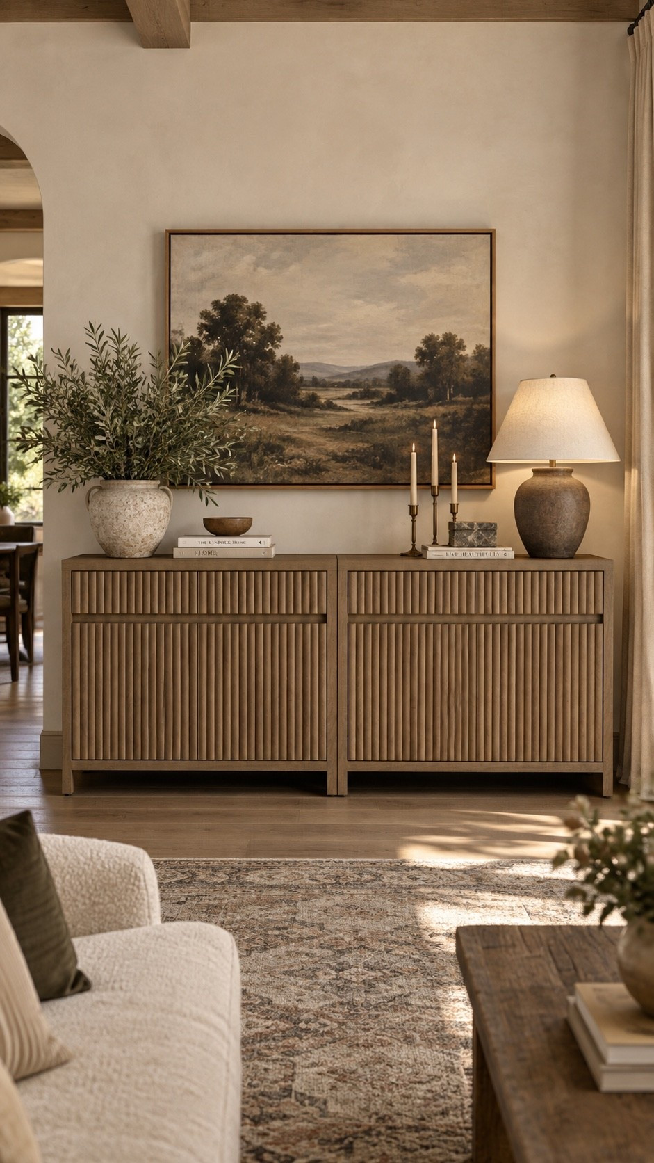 My favorite way to make a unique console -- sliding two cabinets together 😍 love the fluted detail on these!

#LTKSeasonal #LTKHome