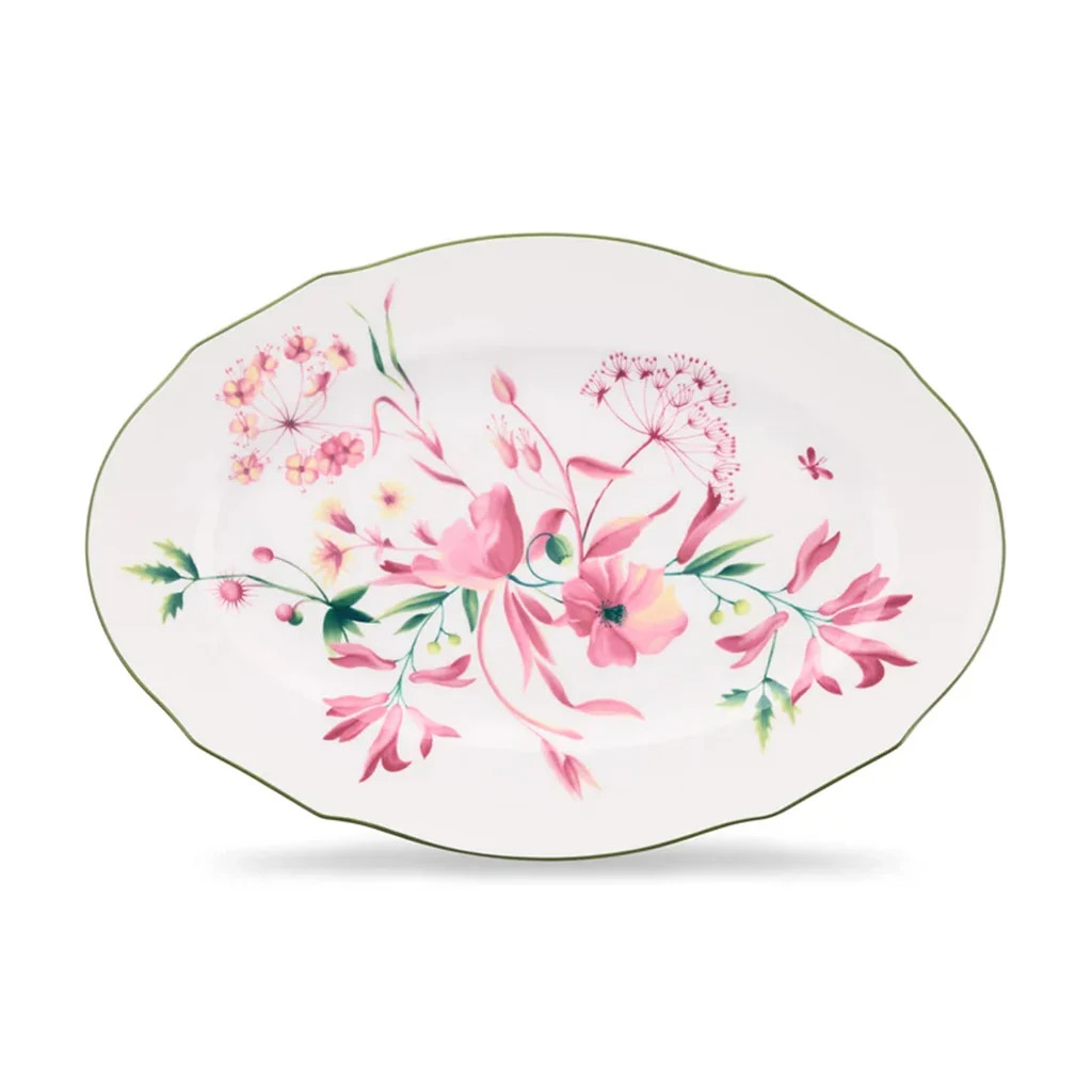 Florenza Malva Fondo Bianco Duchessa Oval Flat Platter | Over The Moon