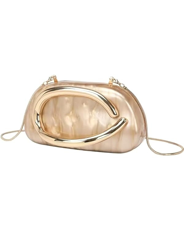 Acrylic Clutch Purse for Women Classic Round Acrylic Evening Handbag Vintage Metal Handlebars Bag... | Amazon (US)