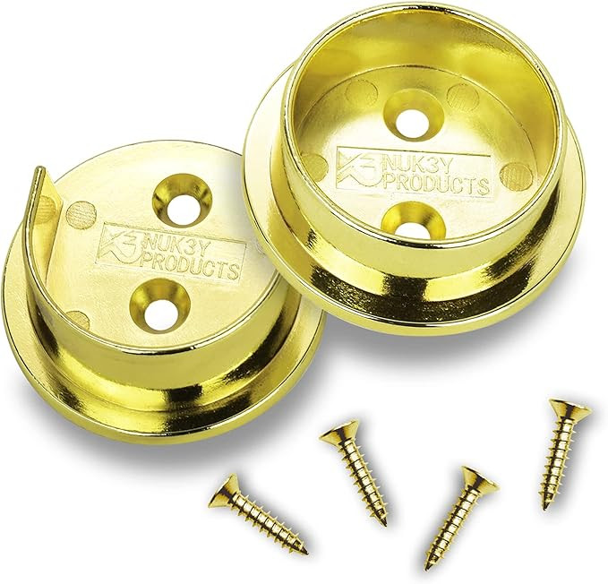 Nuk3y Heavy Duty Metal Steel Closet Pole Socket Set 1-1/2" (Polished Brass) | Amazon (US)