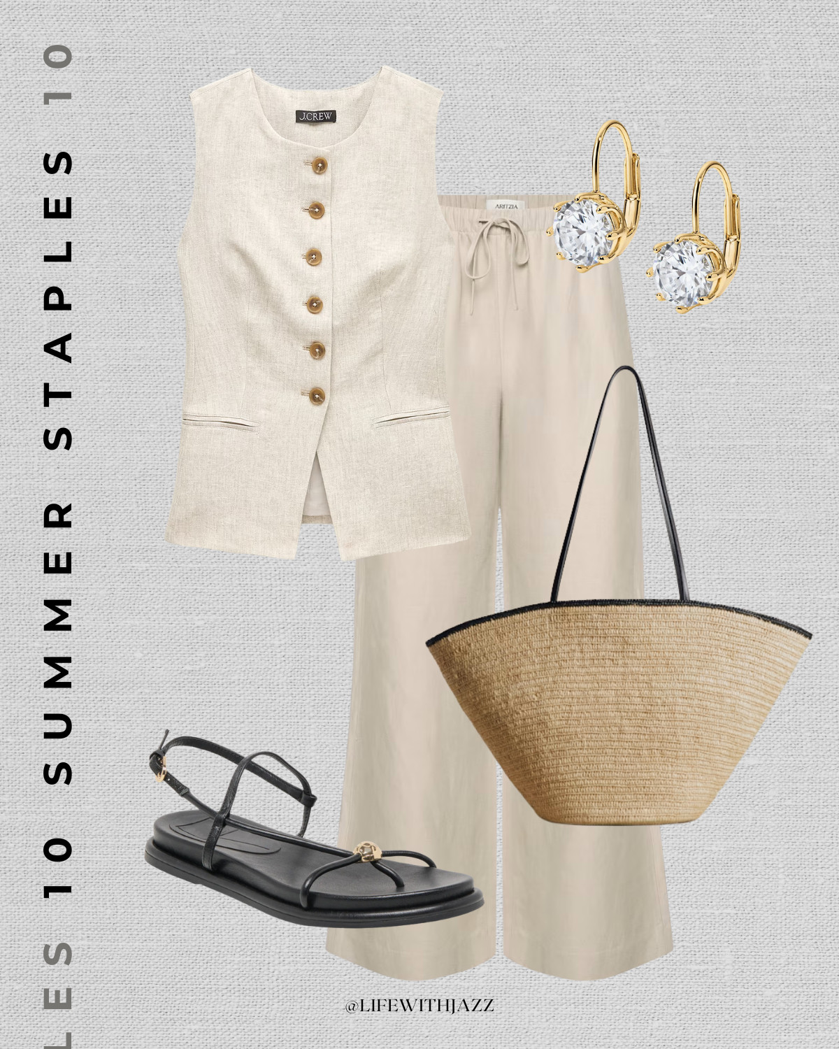 elevated summer outfit 

linen vest / aritzia linen lodge pants / matching set / sezane straw tote / strappy sandals / dressy outfit / elevated style

#LTKootd