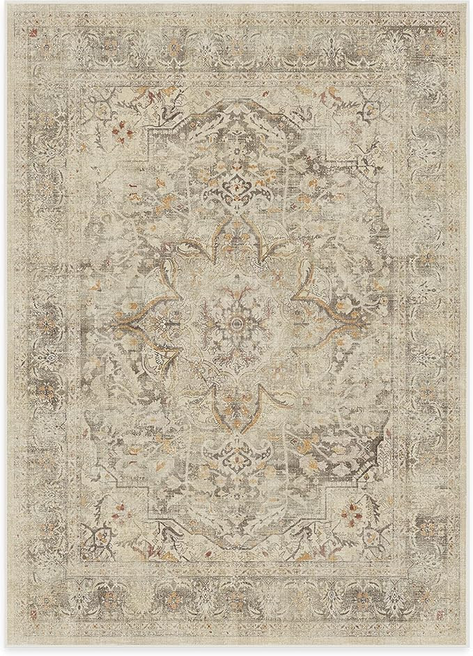 RUGGABLE Sarrah - Machine Washable Rug - Elegant Room Decor and Vintage Area Rug Perfect for Livi... | Amazon (US)