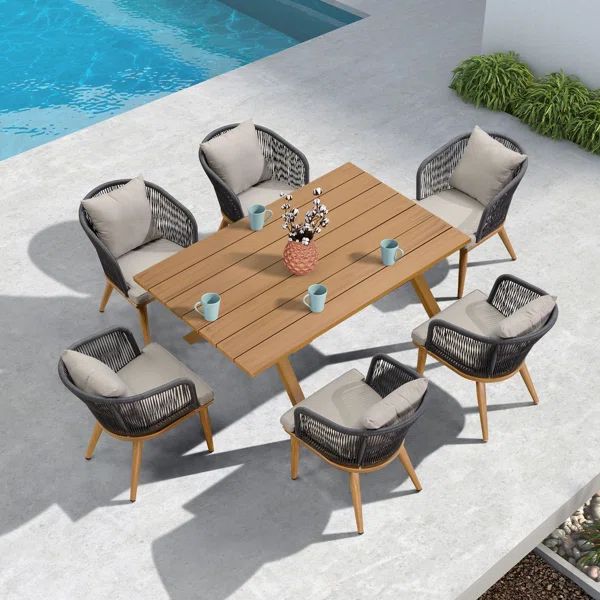 Braylin 6 - Person Rectangular Outdoor Dining Set with Cushions | Wayfair North America