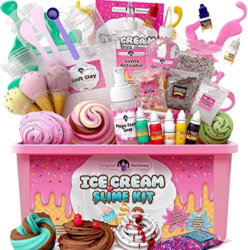 Amazon.com: Original Stationery Fluffy Slime Kit for Girls Everything in One Box to Make Ice Crea... | Amazon (US)