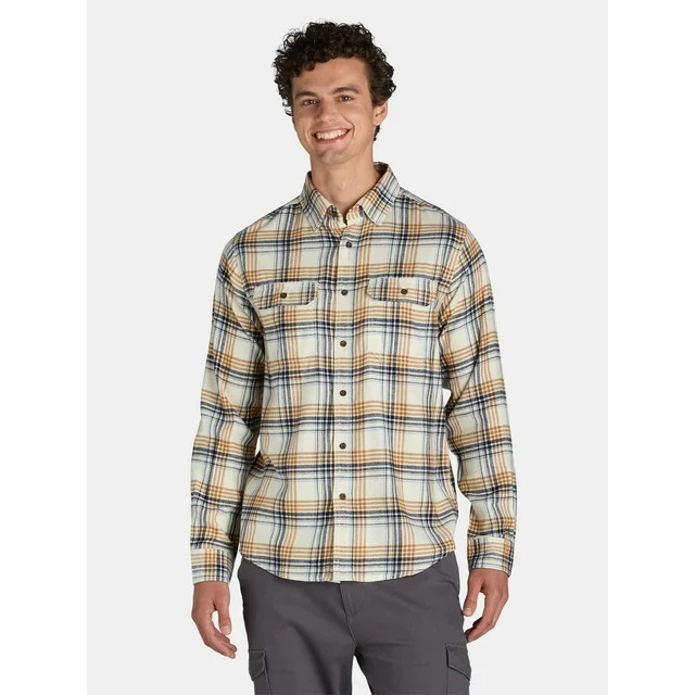 George Men's and Big Men's Flannel Shirt with Long Sleeves, Sizes XS-3XLT | Walmart (US)