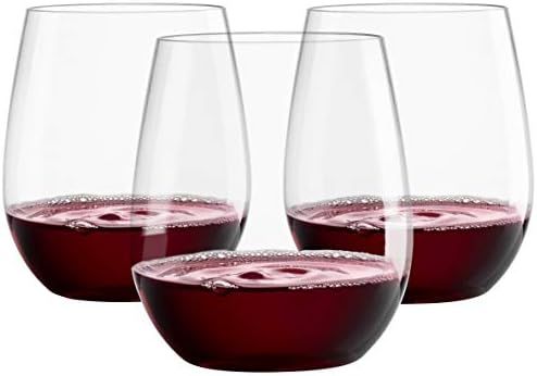 12 20oz Plastic Wine Glasses | Stemless Wine Cups - Clear Plastic Unbreakable Wine Glasses Dispos... | Amazon (US)