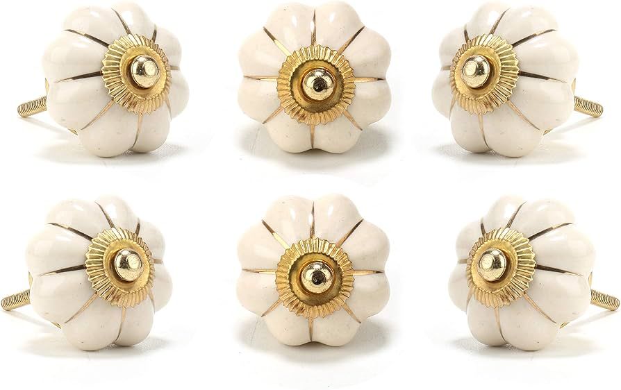 Perilla Home Set of 6 Ceramic Knobs for Cabinet & Drawers Decorative Knobs for Home Kitchen Cabin... | Amazon (US)