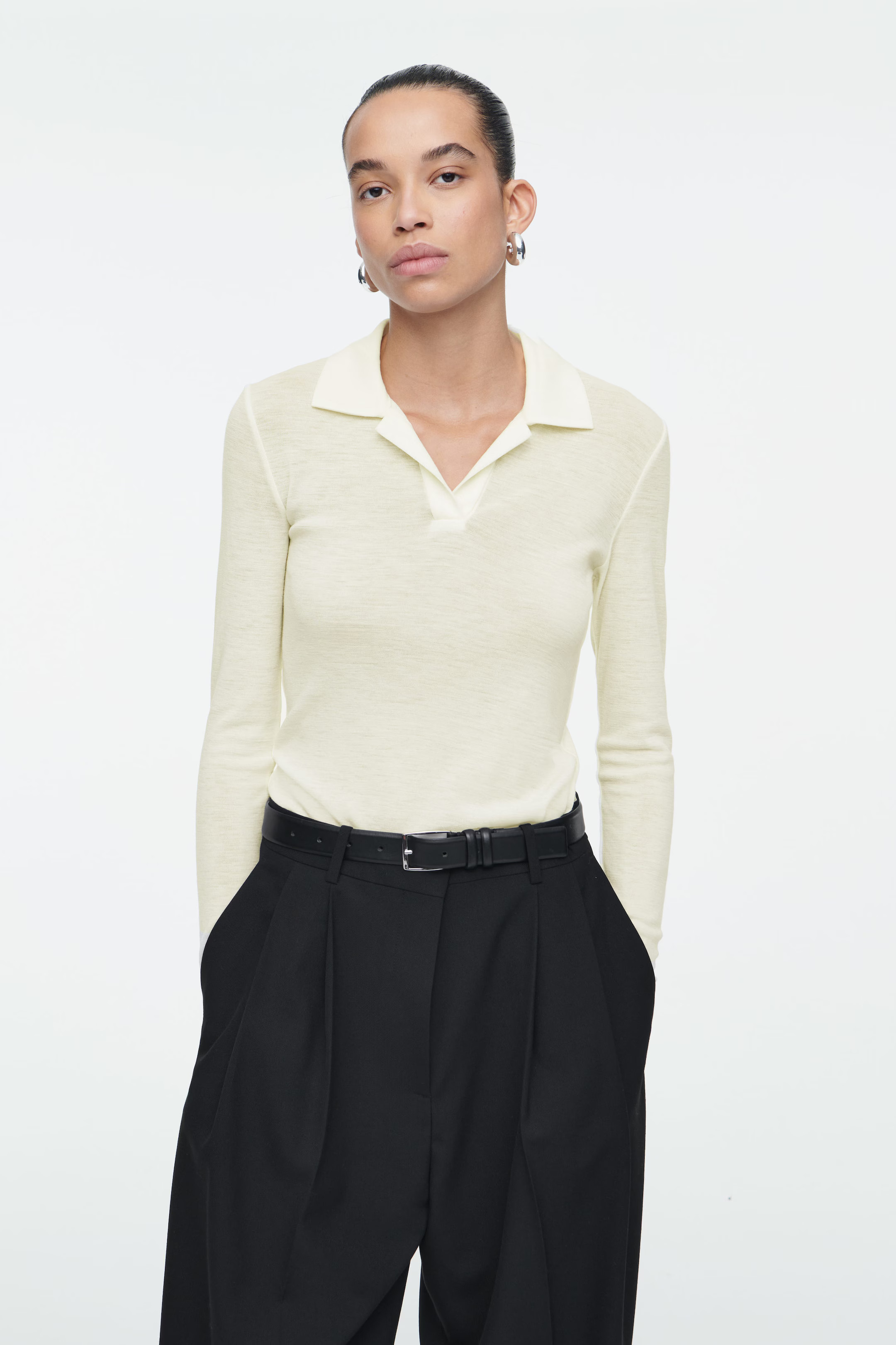 MERINO WOOL POLO SHIRT - IVORY | COS (AU)