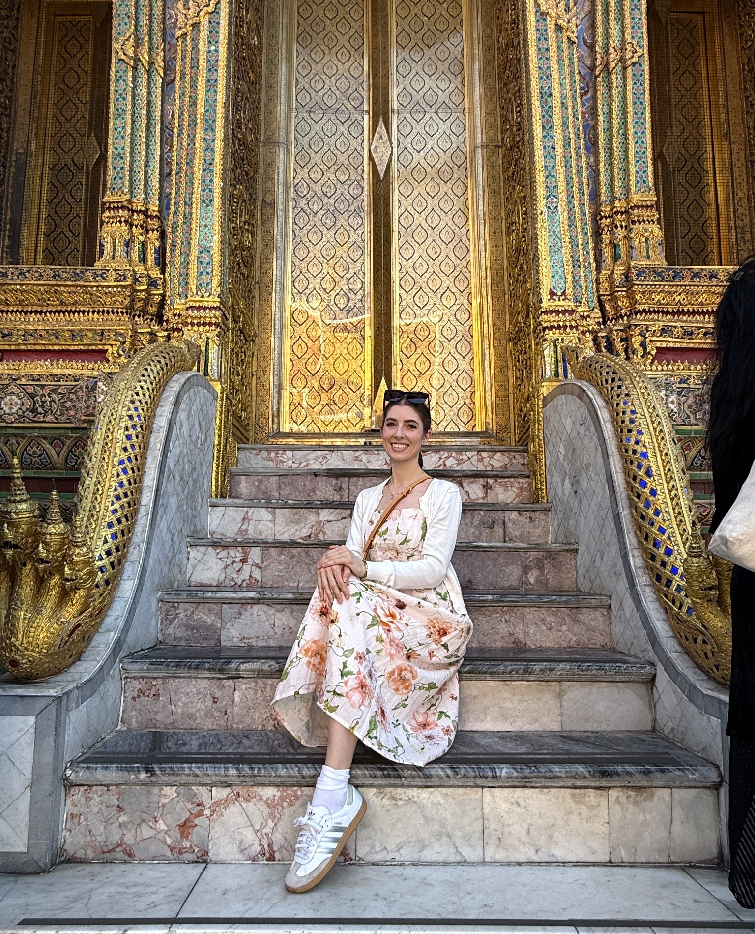 Travel outfit for The Grand Palace in Bangkok, Thailand 🇹🇭 
Since you have to be covered up, a maxi dress and cardigan makes for the perfect outfit. 

Travel outfit, vacation outfit, linen dress, floral print dress, holiday outfit, adidas sambas, Louis Vuitton speedy nano, H&M outfit, affordable travel outfit, mom travel outfit 



#LTKTravel #LTKmomlife #LTKFindsUnder100