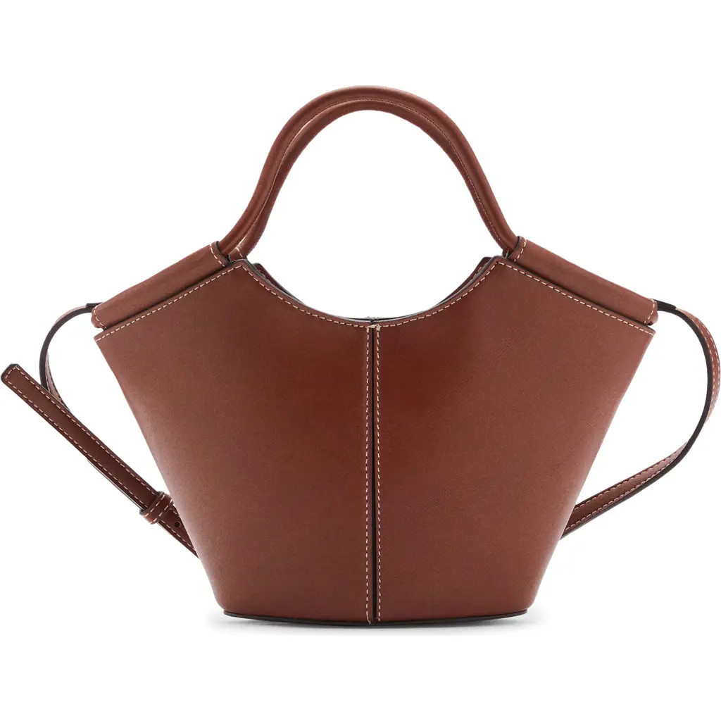 MANGO Mini Faux Leather Shopper Bag in Brown at Nordstrom | Nordstrom