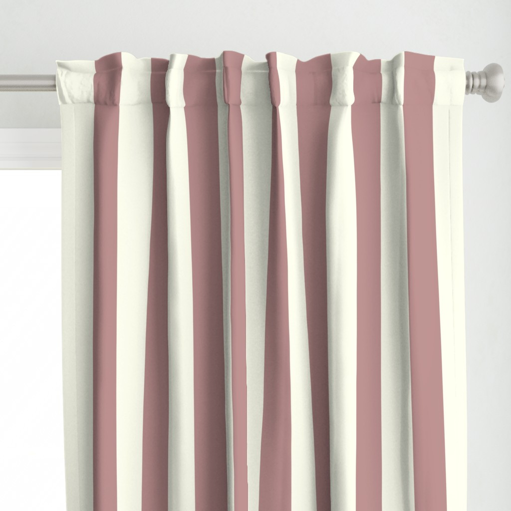 3 Inch Vertical Stripes in Warm Taupe Pink and Ivory White Curtain | Spoonflower | Spoonflower