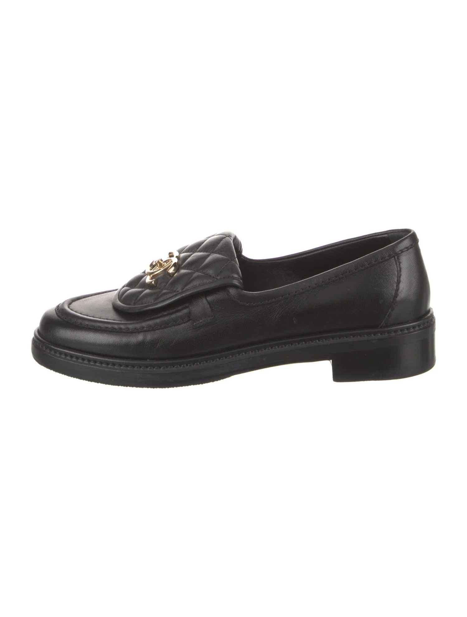 Interlocking CC Logo Lambskin Loafers | The RealReal