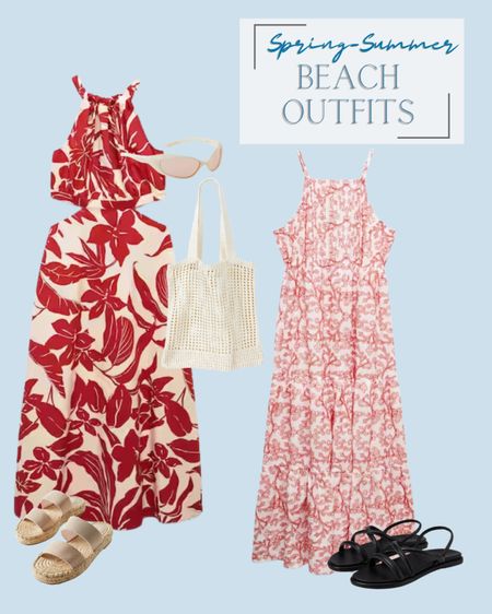 Best beach outfit ideas to style this spring with red floral dress for delicate gorgeous fit of the day. 