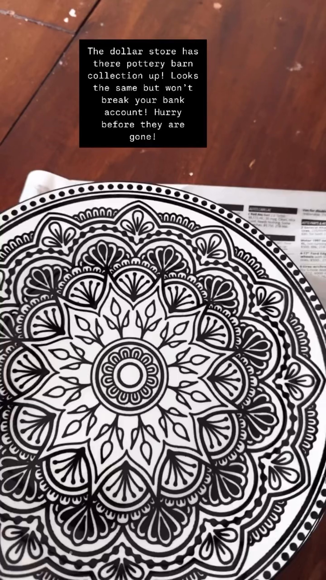 The dollar store has there pottery barn collection up! Looks the same but won’t break your bank account! Hurry before they are gone! 