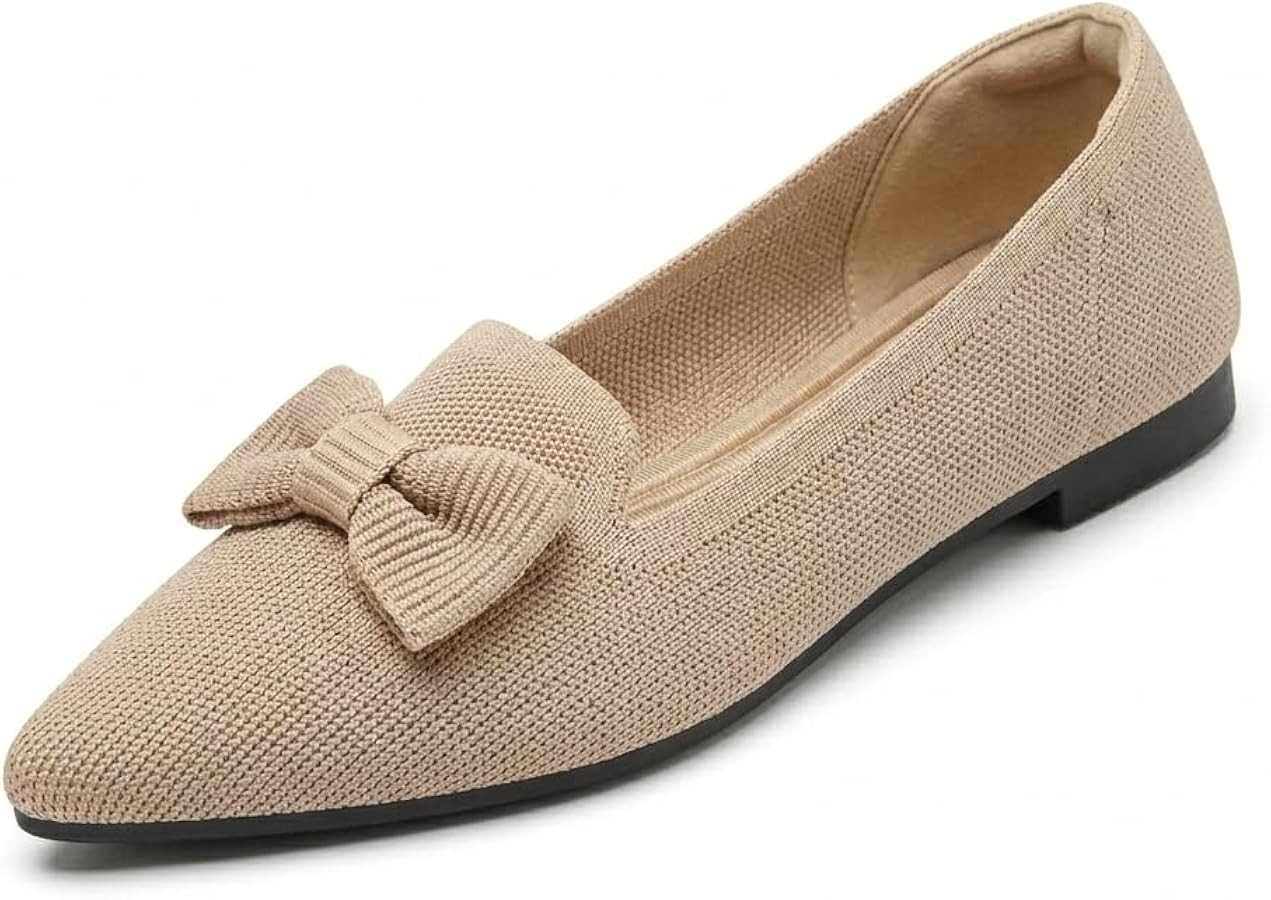 Flats for Women Mesh Ballet Flats with Bow Pointed Toe Dressy Comfortable Knit Breathable for Wor... | Amazon (US)