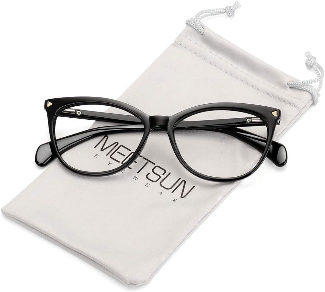 MEETSUN Non Prescription Glasses Frames For Women，Retro Cateye Fake Eyeglasses HD Clear Lens | Amazon (US)