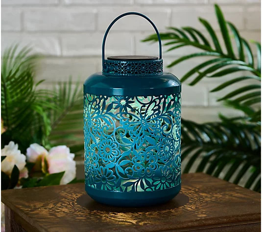 Marigold Ombre Metal Lantern with Butterfly Shadow Cast | QVC