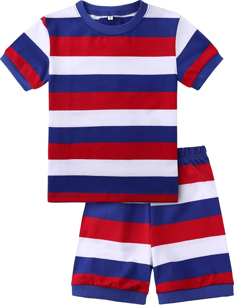 A&J DESIGN Striped Pajama Sets for 2-14 Years Kids, 100% Cotton 2 Piece Pjs | Amazon (US)