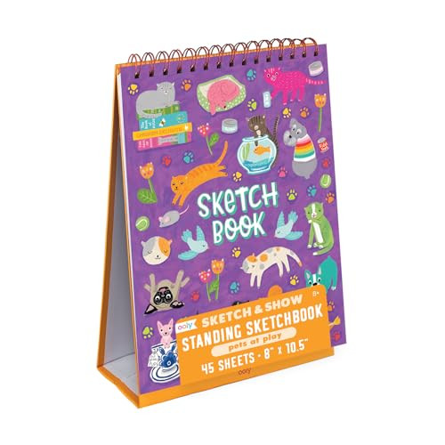 OOLY Sketch and Show Standing Sketchbook with 45 Large 10.5 x 8 Pages, Perforated to be Easily Removed, 120 GSM/ 32lb, Perfect for Markers, Colored Pencils and More [Pets at Play] | Amazon (US)
