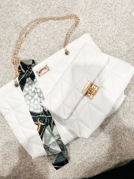 Quilted Twilly Scarf Decor Chain Shoulder Tote Bag With Square Bag | white crossbody bag for $15 

#LTKCyberweek #LTKstyletip #LTKSeasonal