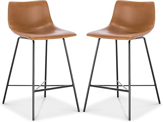 POLY & BARK Paxton 24” Counter Stool in Tan, Set of 2 | Amazon (US)