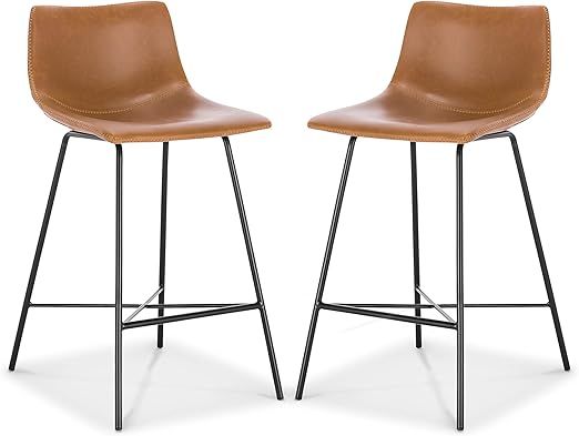 POLY & BARK Paxton 24” Counter Stool in Tan, Set of 2 | Amazon (US)