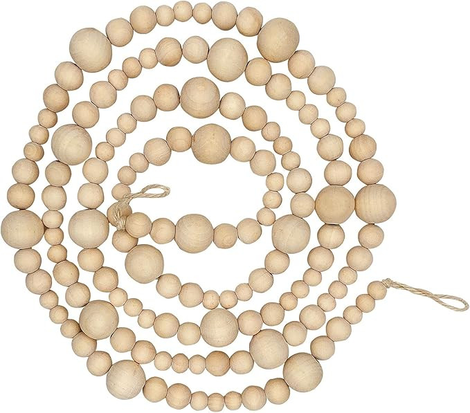 MyLilian Farmhouse Beads 7ft Wood Bead Garland with Christmas Tree Holiday Decorations Rustic Co... | Amazon (US)