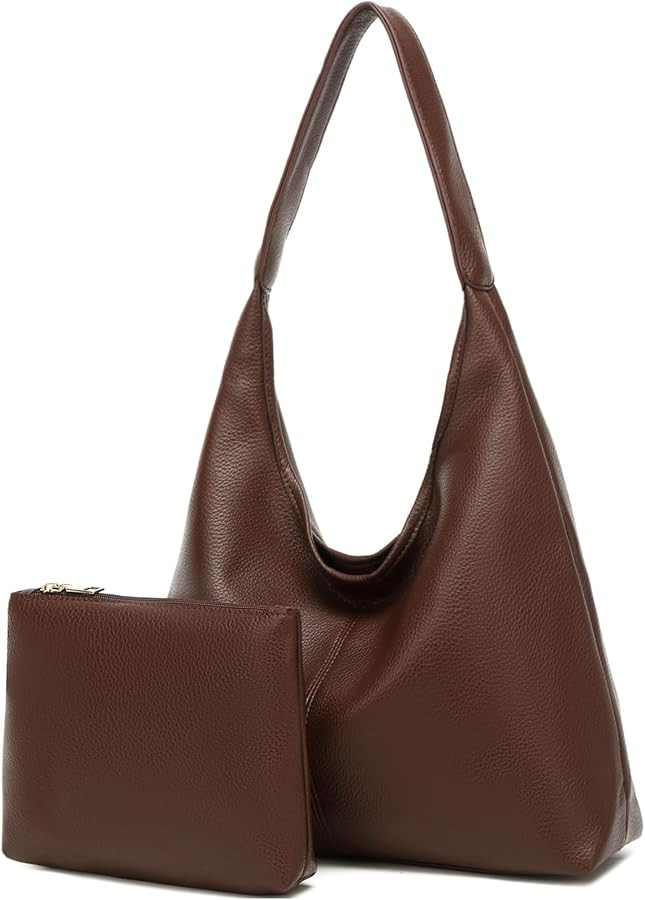 Casual Hobo Bag for Women Soft Shoulder Bags Slouchy Pu Leather Tote Purses for Work Travel | Amazon (US)