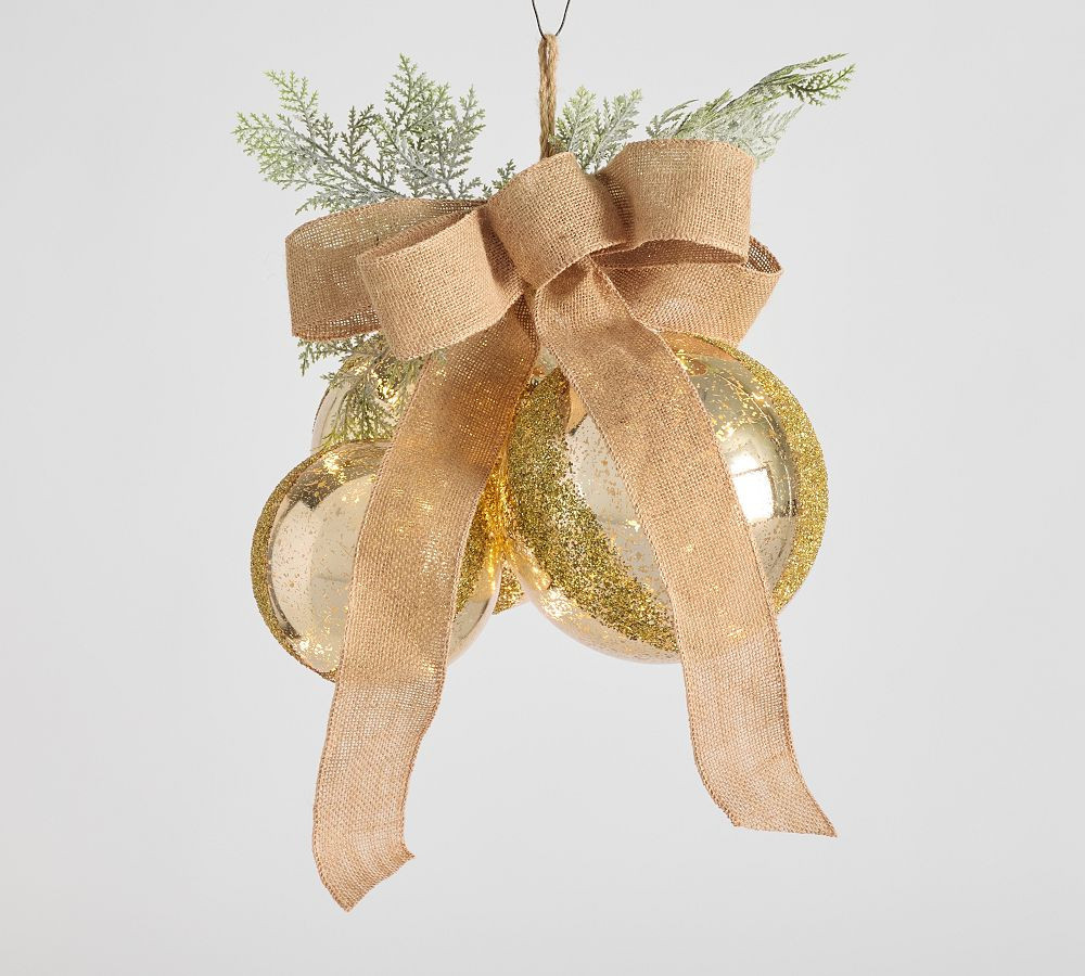 Ornament And Bow Cluster: Gold: One Size | Pottery Barn (US)