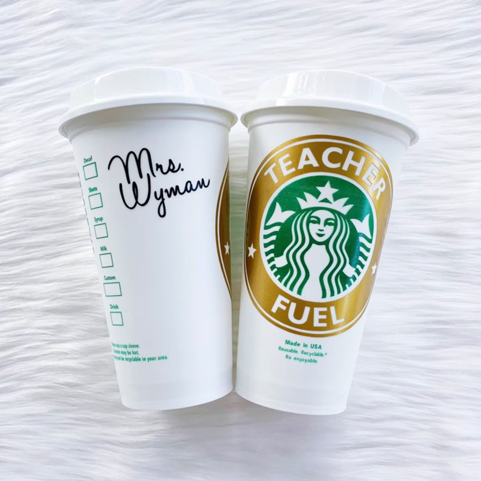 Teacher Fuel Starbucks Cup Teacher Gift Lauren Mackenzie - Etsy | Etsy (US)