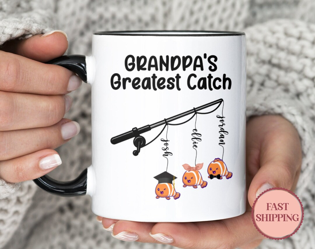 Personalized Grandpa's Greatest Catch Mug •Custom Grandpa Fishing Mug •Happy Father's Day Gif... | Etsy (US)