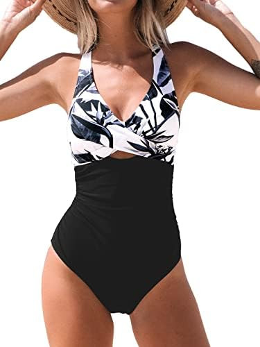 CUPSHE Women Swimsuit One Piece Bathing Suit Tummy Control V Neck Crisscross Wide Straps Self Tie... | Amazon (US)