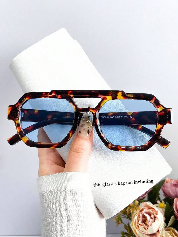 New Stylish Square Dual Frame Vintage Personality Ocean Lens Fashion Fashion Glasses, Suitable For Men & Women, Suitable For Daily Wear Fashion Glasses For Women,Shades For Ladies,Fall Winter Outfits,Beach Accessories,Vintage Retro Y2k Basics Eyeglasses,Business Casual Gifts,Perfect For Everyday Wear,Seaside,Beach,Vacation,Walking,Shopping,Driving,Street Photos | SHEIN