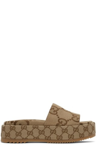 Gucci - Brown GG Angelina Sandals | SSENSE