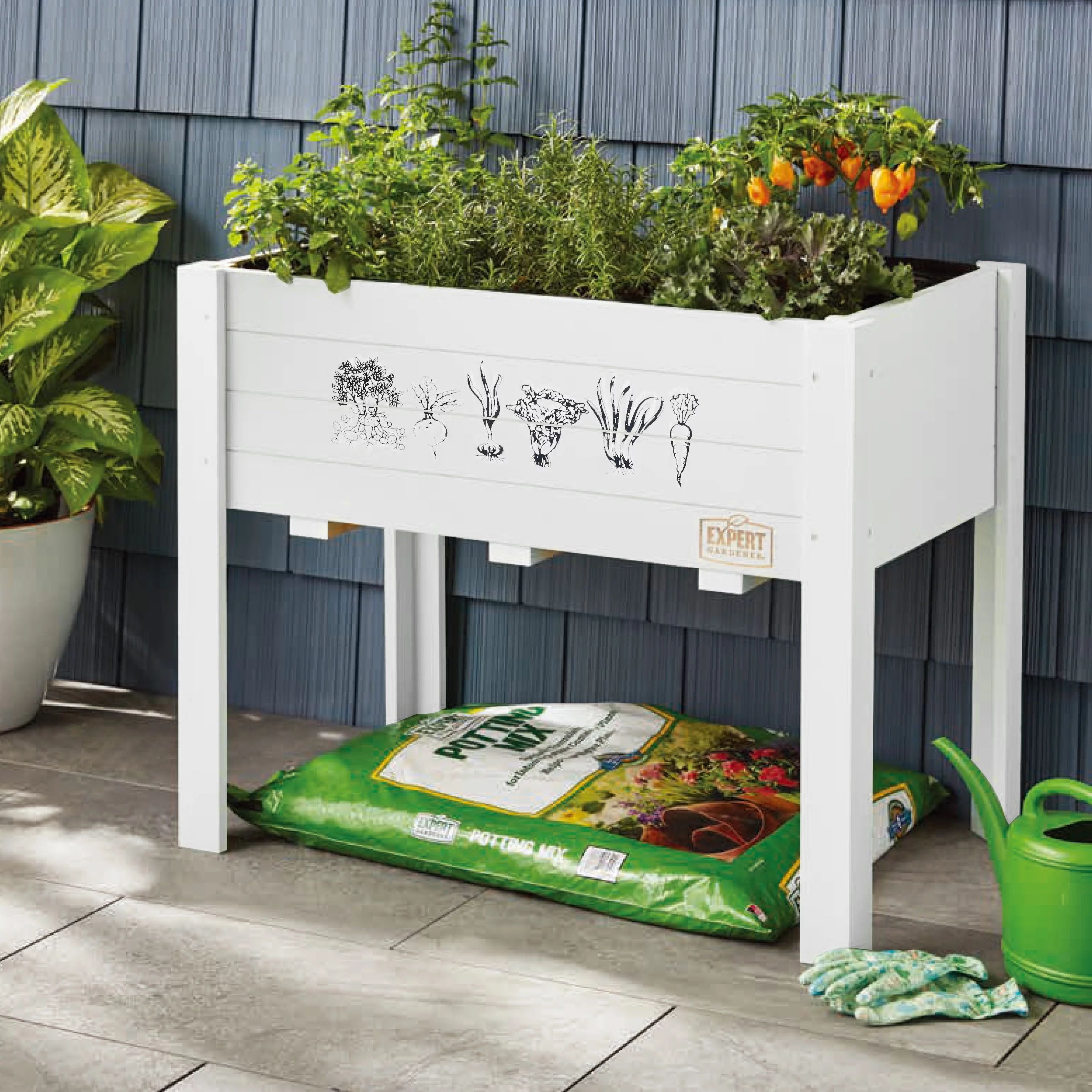 Expert Gardener 2.5' x 1.5' x 2' White Wood Vegetables Raised Garden Kit - Walmart.com | Walmart (US)