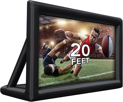 20FT/6.1m Inflatable Cinema Screen IPX4 | 250W High-Performance Blower & Paracord Anchoring System | Dual-Side 95% NTSC Projection for Stadium Events, Outdoor Cinemas, Festival Productions | Amazon (US)