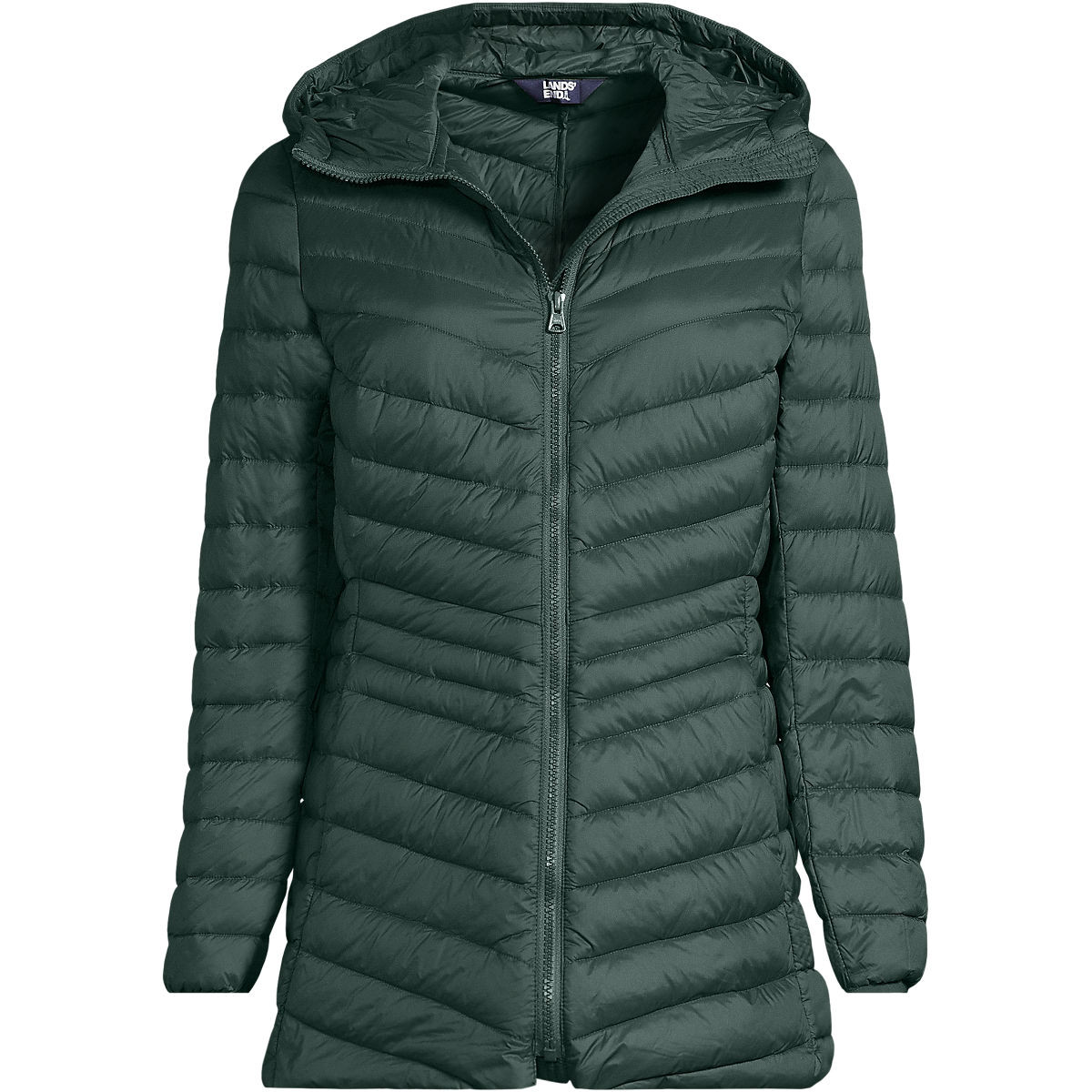 Women's Wanderweight Packable Down Hooded Long Jacket | Lands' End (US)