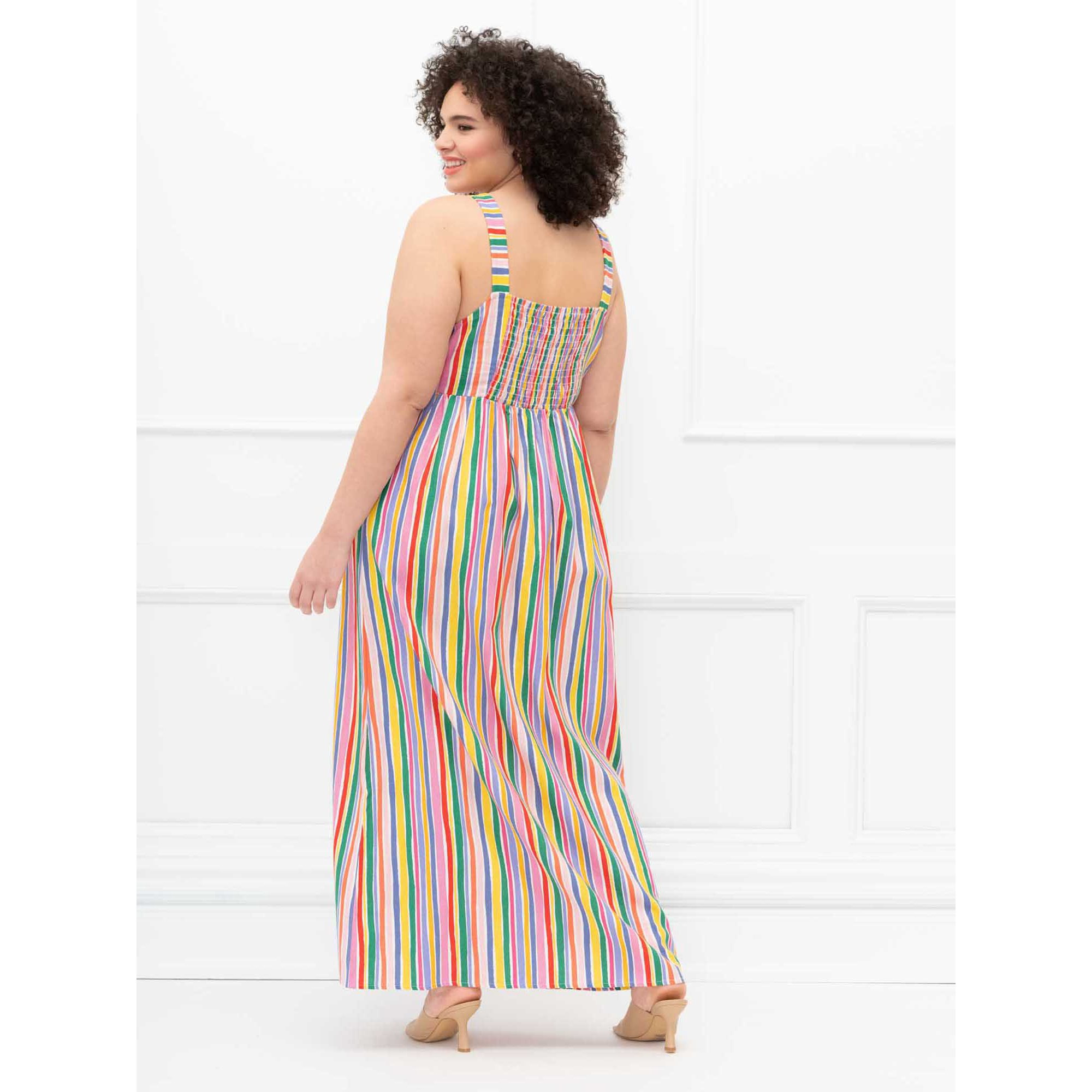 ELOQUII Elements Women's Plus Size Striped Tank Dress with Tie Front | Walmart (US)